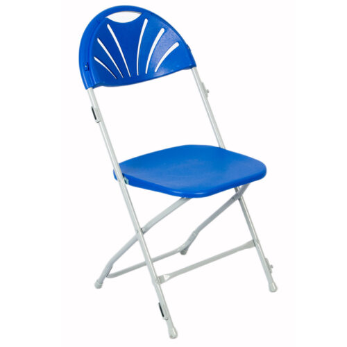 Zlite Blue Fan Back Linking Folding Chair