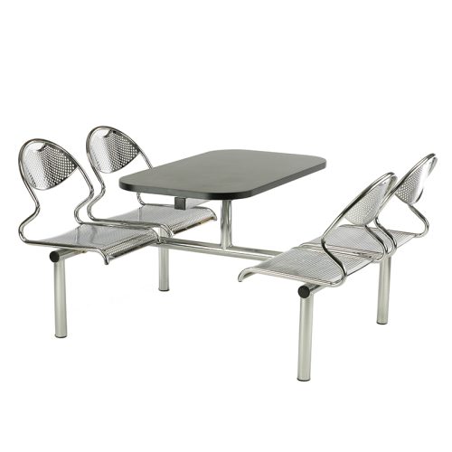 Juniper 4 Seater Dual Access Canteen Fast Food Chrome Metal Seating Unit