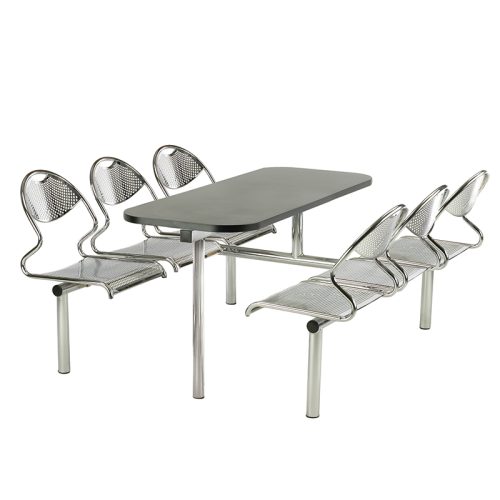 Juniper 6 Seater Dual Access Canteen Fast Food Chrome Metal Seating Unit