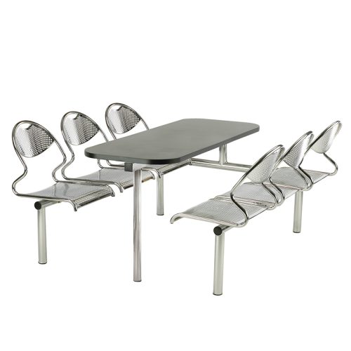 Juniper 6 Seater Single Access Canteen Fast Food Chrome Metal Seating Unit