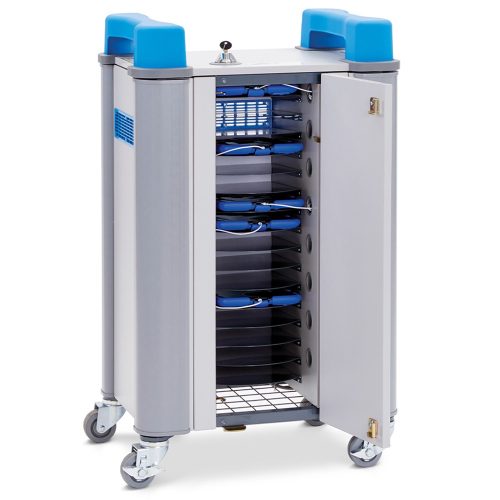 Tabcabby 16h tablets charging trolley with open doors