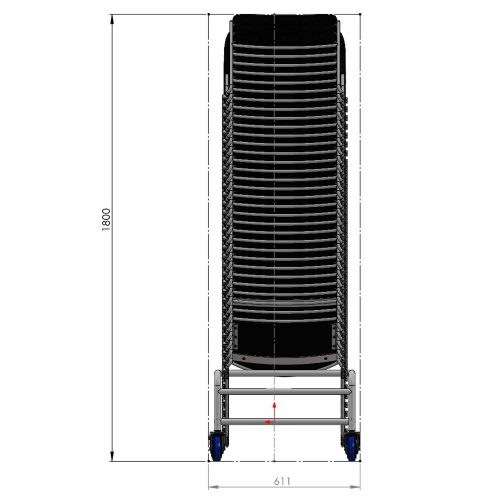 Zlite Stacking Chairs on Trolley Front Dimensions