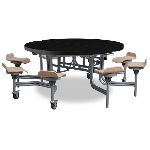 Black Round Primo Folding Table with Lipped Seats