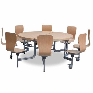 Oak Round Primo Table with High Back Seats
