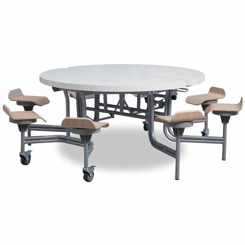 White Round Primo Table with Lipped Seats