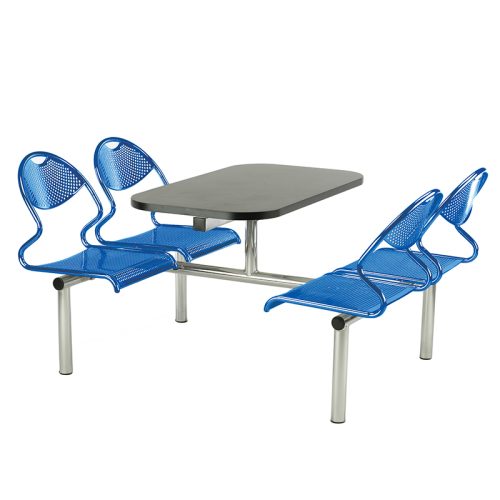 4 Seater Dual Access Fast Food Metal Canteen Seating Unt