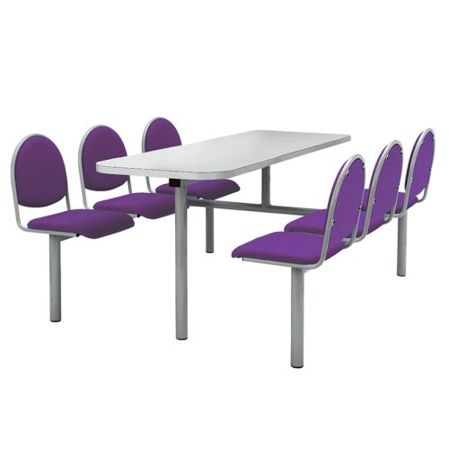 6 Seater Dual Access Fabric Fast Food Canteen Seating Unit