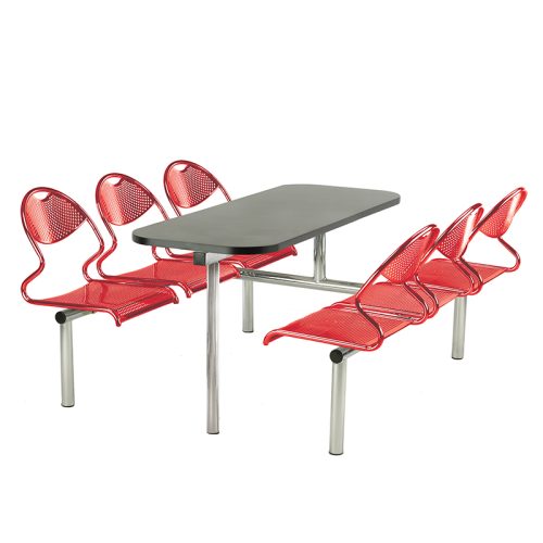 6 Seater Dual Access Fast Food Metal Canteen Seating Unt