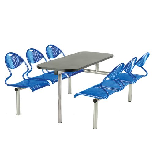 6 Seater Single Access Fast Food Metal Canteen Seating Unt