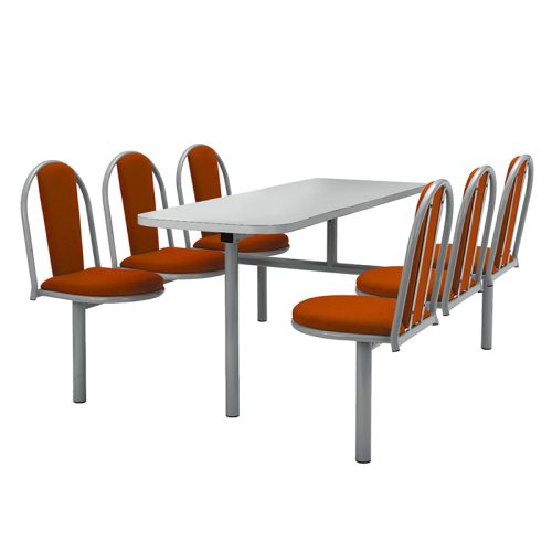 6 Seater Dual Access Upholstered Fast Food Canteen Seating Unit