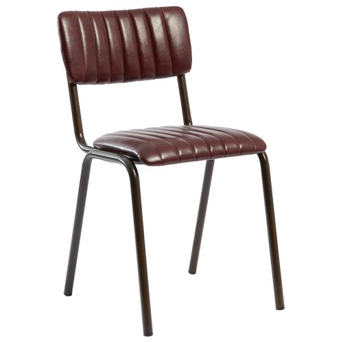 Tavo Stacking Ribbed Vintage Leather Dining Chair Red.