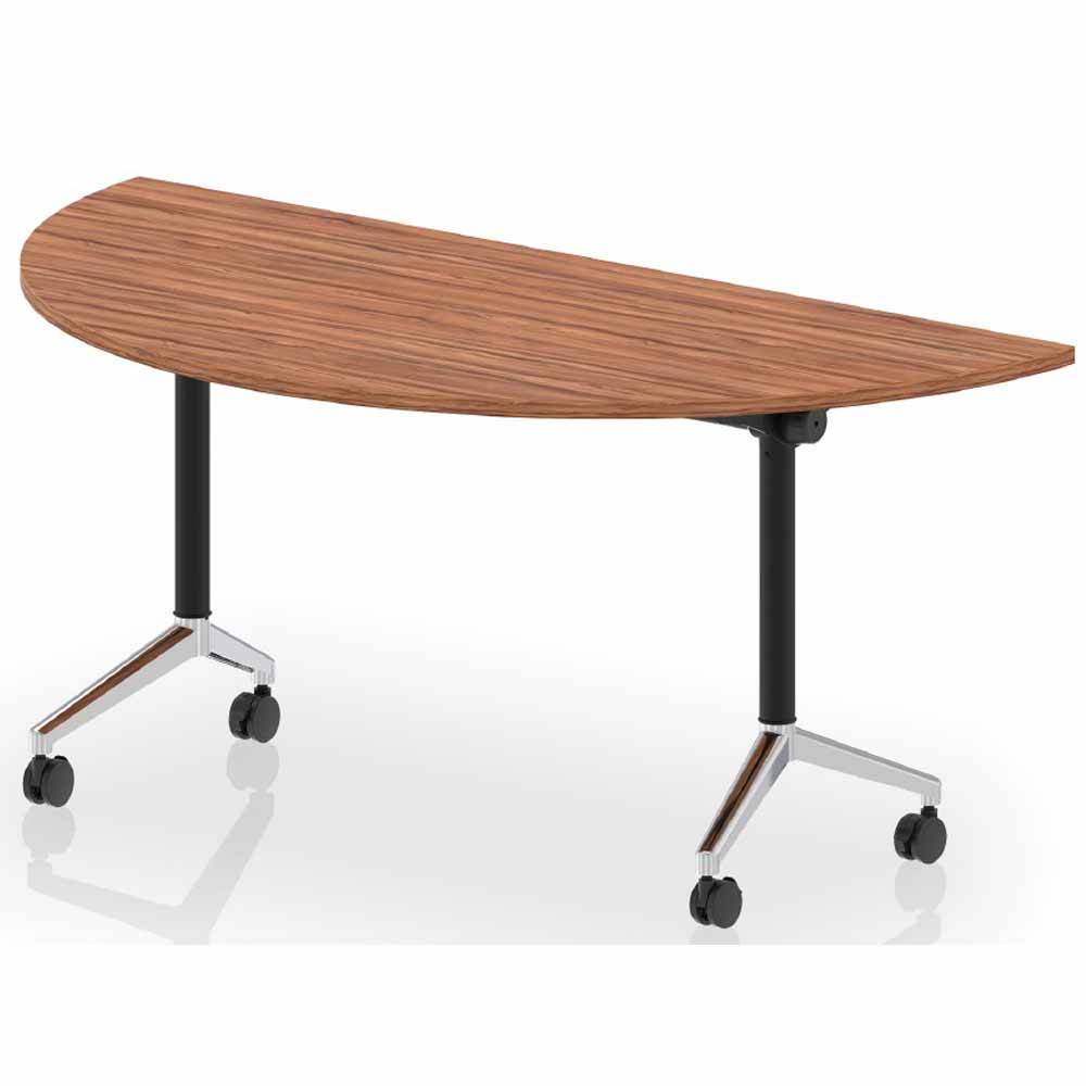 Flip Top Table with Walnut Top and Chrome Black Frame