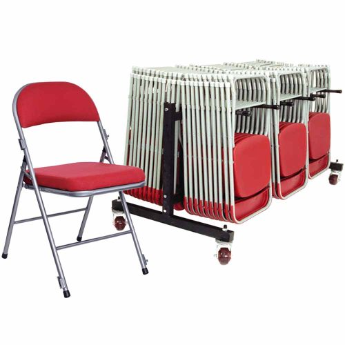 Red Comfort Deluxe 30 Bundle Chairs with Hanging Trolley