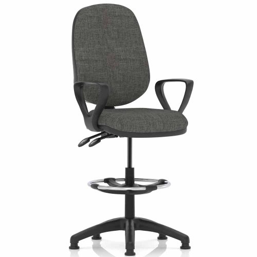 Henley Draughtsman Chair in Charcoal Fabric with Loop Arms