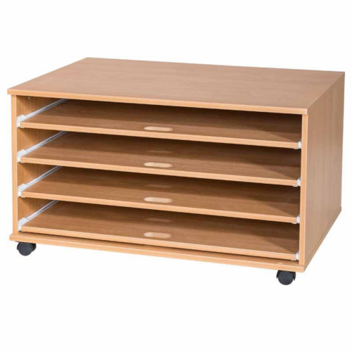 A1 Wooden 4 Sliding Shelf Unit