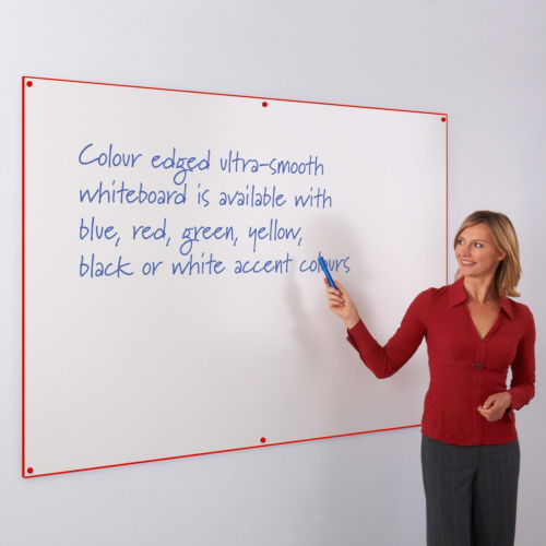 Red Framed Whiteboard with writing