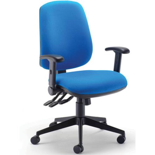 Blue Heavy Duty Office Chair with Fold Down Arms