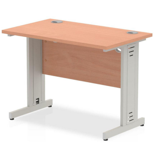 Henley Beech desk with Silver Cable Managed Legs