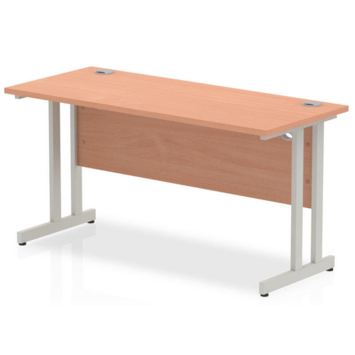 600mm Deep Beech Cantilever Desk with Silver Frame