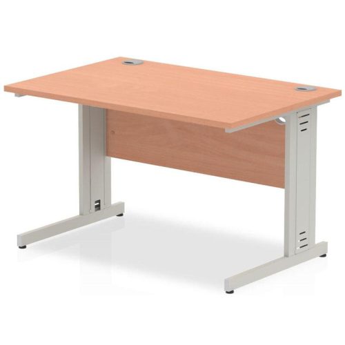 Henley Beech desk with Silver Cable Managed Legs