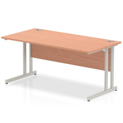 800mm Deep Beech Cantilever Desk with Silver Frame