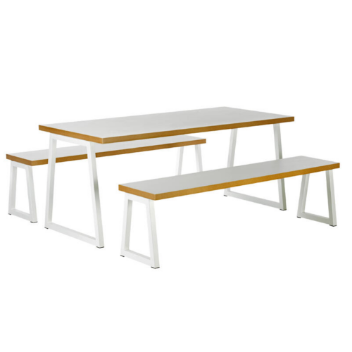 White Apex Bench Dining Set