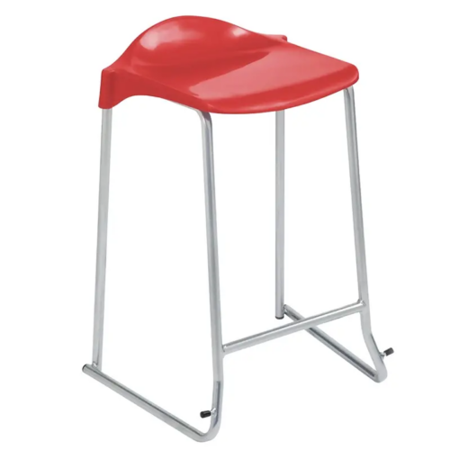 Red Advanced Low Back Stool with Skid Frame