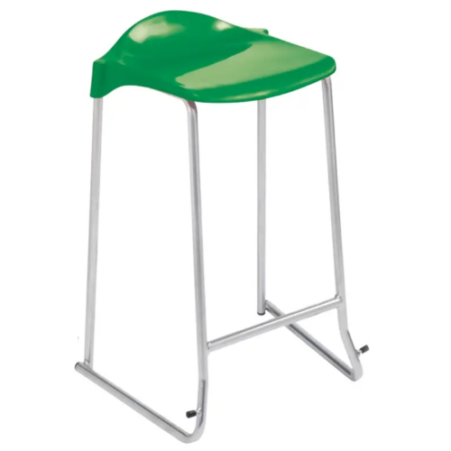 Green Advanced Low Back Stool with Skid Frame