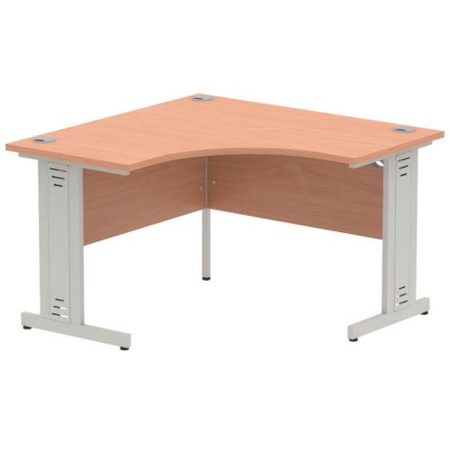 Henley Beech Corner Desk with Silver Cable Management Frame