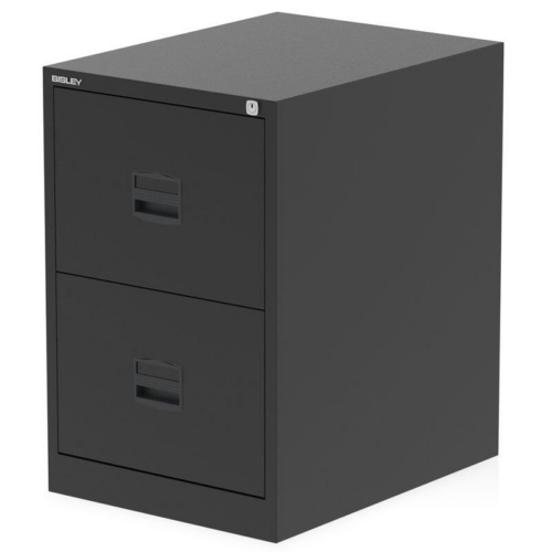 Bisley 2 Drawer Black Filing Cabinet