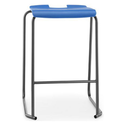 Blue SE Backless Stool with Black Frame