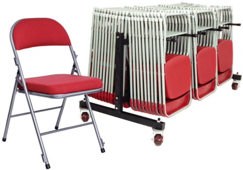 Red Comfort Deluxe Foldinig Chairs with Trolley