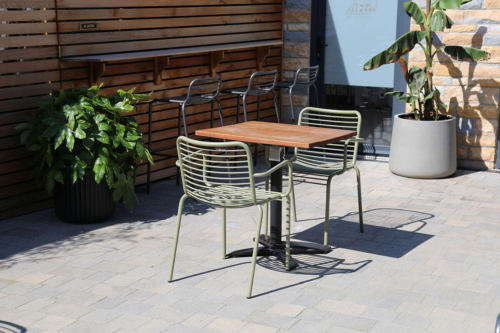 Contour Armchairs and Stools Outside