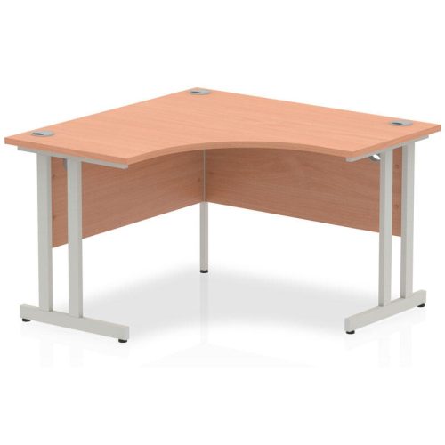 Henley Beech Corner Desk with Silver Cantilever Frame