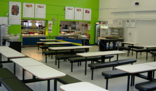 Vinyl Fast Food Seating Benches in Canteen Area