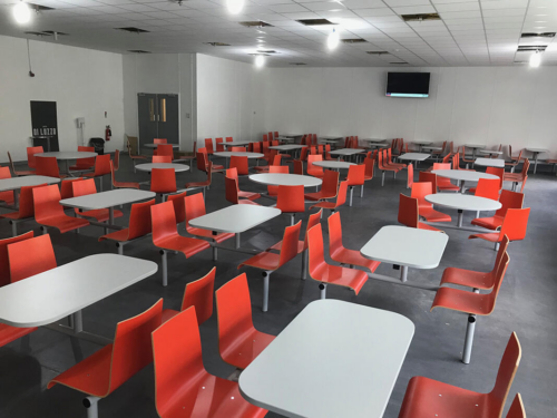 Hinton Fast Food Laminate Canteen Unit with Red Seats