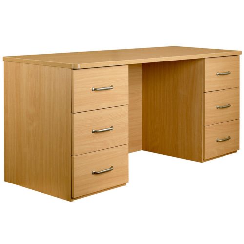 Beech Student Desk with 6 Drawers