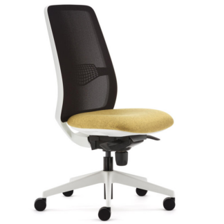 White Pledge Eclipse Chair with yellow seat