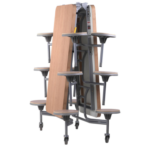 Folded Primo Mobile Folding Dining Unit with Round Stools