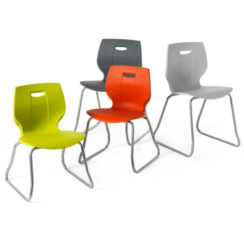 4 Grey Advanced Geo Chairs with Skid Bases