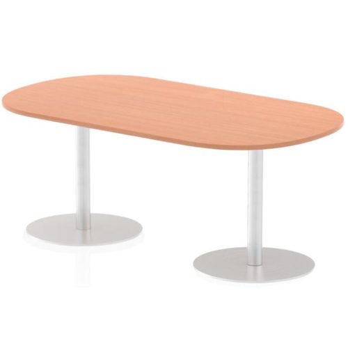 Beech oval Henley Base meeting table with silver frame