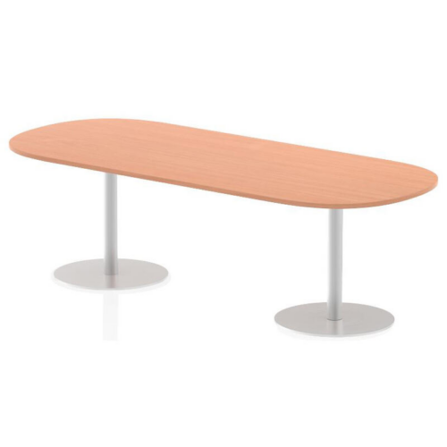 Beech oval Henley Base Meeting Table with silver legs