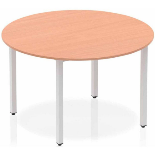 Beech round Henley Frame Meeting Table with white legs