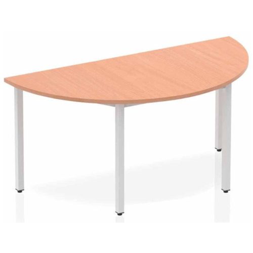 Beech semi circular Henley Frame Meeting Table with white legs