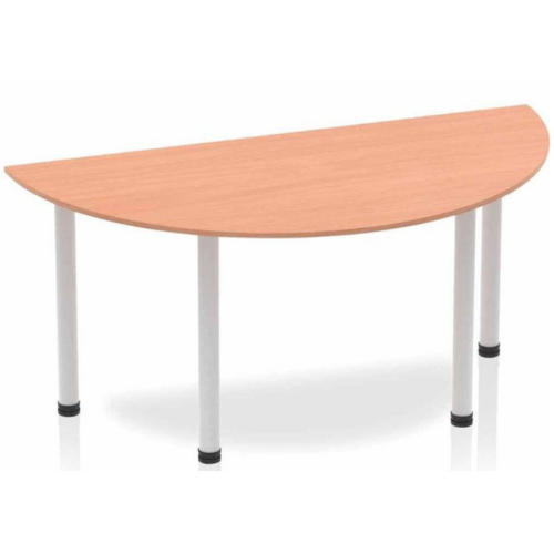 Beech semi circular Henley Post Meeting Table with white legs