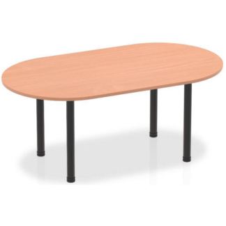 Beech oval Henley Post Meeting Table with black legs