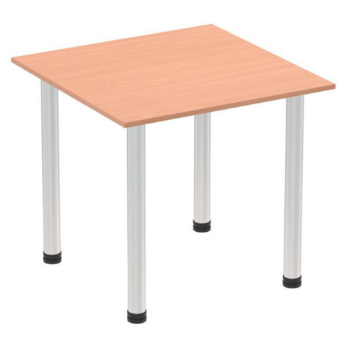 Beech square Henley Post Meeting Table with silver legs