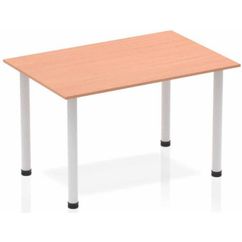 Beech rectangular Henley Post Meeting Table with white legs