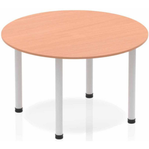 Beech round Henley Post Meeting Table with white legs