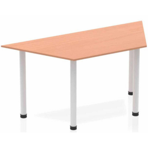 Beech rectangular Henley Post Meeting Table with white legs